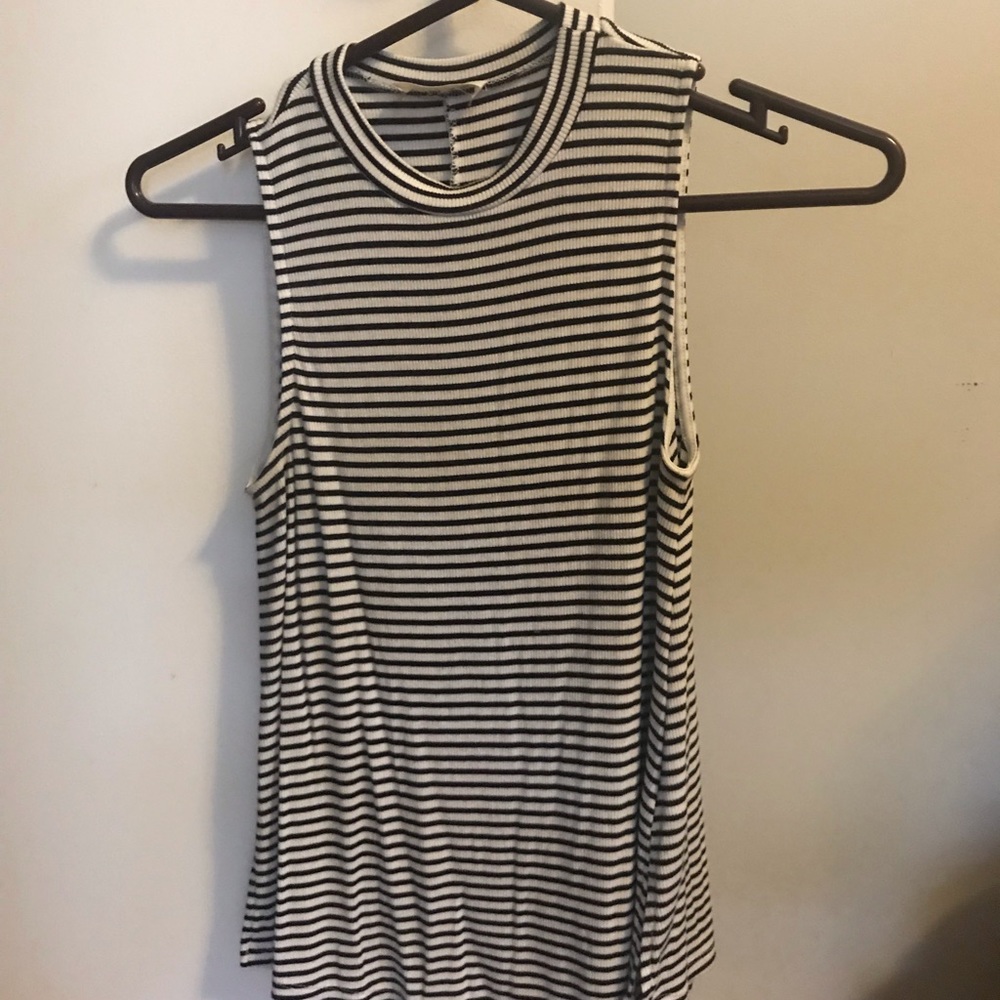 Striped high neck tank
